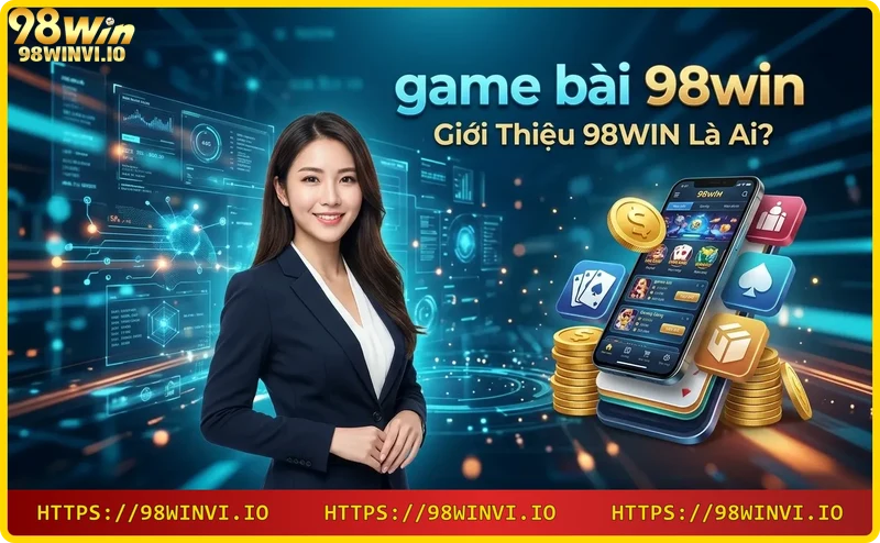 98WIN – nhà cái game bài uy tín, hình ảnh sảnh casino sang trọng với logo nổi bật