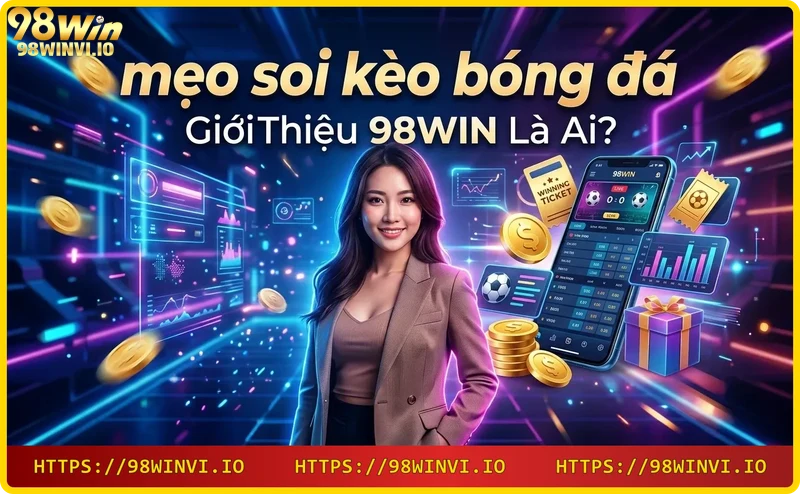 Điện thoại thông minh hiển thị giao diện cá cược 98WIN với các biểu tượng thể thao và casino