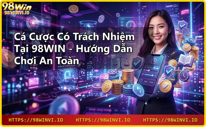 Giao diện công cụ kiểm soát cược của 98WIN với biểu tượng khóa bảo mật và chip vàng