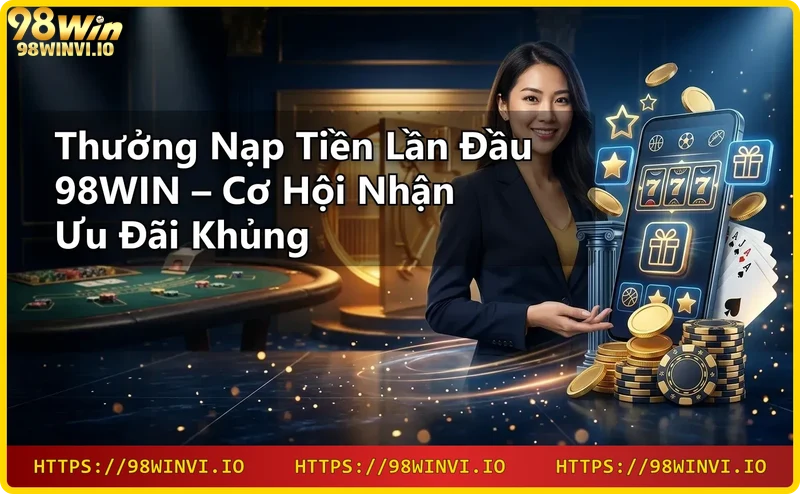 Giao diện nhà cái 98WIN với biểu tượng bảo mật và game