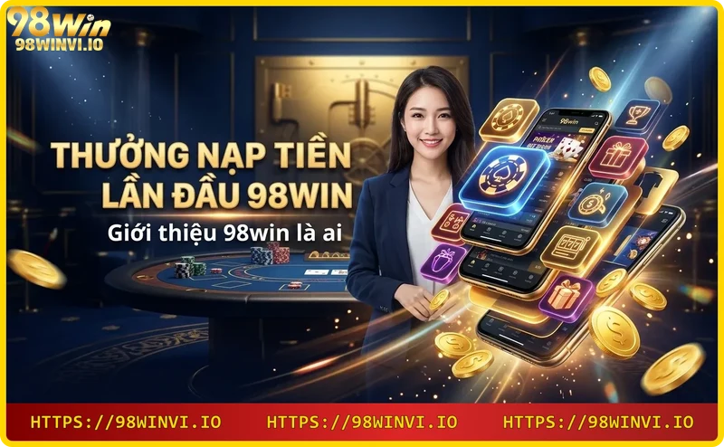 Giao diện nhà cái 98WIN với biểu tượng bảo mật và game