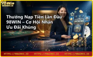 Giao diện nhà cái 98WIN với biểu tượng bảo mật và game