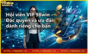Giao diện nhà cái 98win với logo neon và biểu tượng game