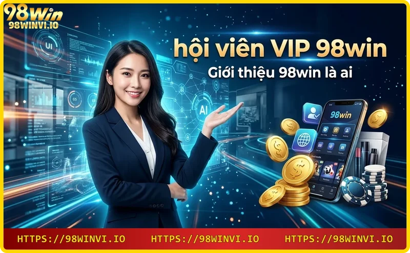 Giao diện nhà cái 98win với logo neon và biểu tượng game